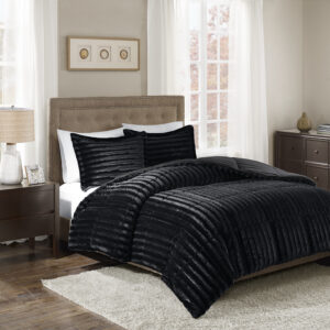 Add glamor and style to your home with the Madison Park Duke faux fur comforter set. Made from a super soft faux fur