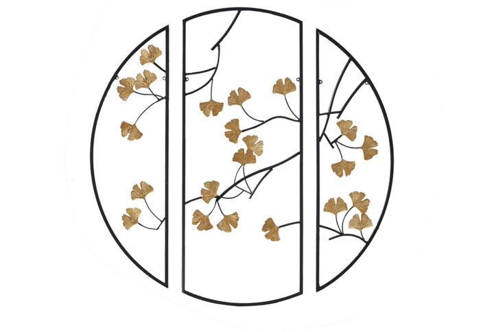 The Madison Park Golden Gingko Leaves 3-piece Metal Wall Decor Set offers a simple and elegant update to your home decor. This 3 piece metal wall decor features Gingko leaves with gold foil embellishments