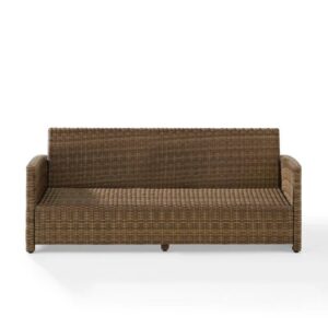 Bradenton Outdoor Wicker Sofa Sand/Weathered Brown From Crosley Furniture