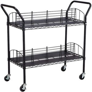 Safco Double Sided Wire Book Cart - 4 Shelf - 200 lb Capacity - 4 Casters - 3" Caster Size - Steel - 34" Width x 19.3" Depth x 40.5" Height - Black From Safco