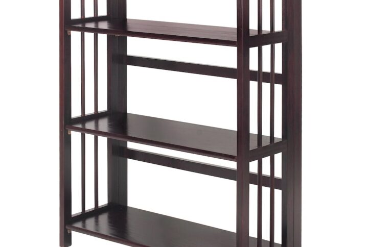 3-Shelf Folding Stackable Bookcase 27.5" Wide-Espresso From Casual Home