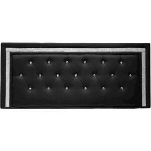 Best Master Faux Leather Full/Queen Headboard Tufted Crystal Rhinestone in Black From Best Master Furniture