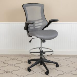 Mid-Back Dark Gray Mesh Drafting Chair with Adjustable Foot Ring From Flash Furniture