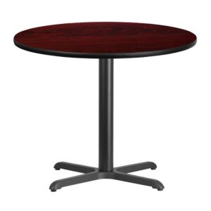 36'' Round Mahogany Laminate Table Top with 30'' x 30'' Table Height Base From Flash Furniture