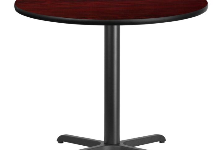 36'' Round Mahogany Laminate Table Top with 30'' x 30'' Table Height Base From Flash Furniture