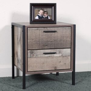 Two Drawer Night Stand with Metal Frame and Legs From American Furniture Classics