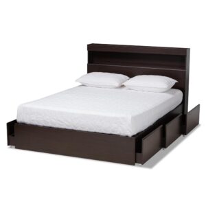 Baxton Studio Blaine Modern and Contemporary Dark Brown Finished Wood Queen Size 6Drawer Platform Storage Bed From Baxton Studio