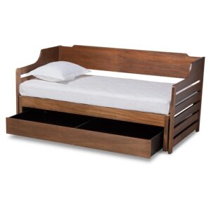 Brown Finished Expandable Twin Size to King Size Daybed with Storage Drawer From Baxton Studio