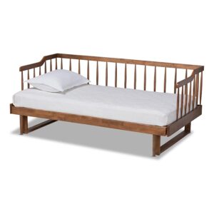 Walnut Brown Finished Wood Expandable Twin Size to King Size Spindle Daybed From Baxton Studio