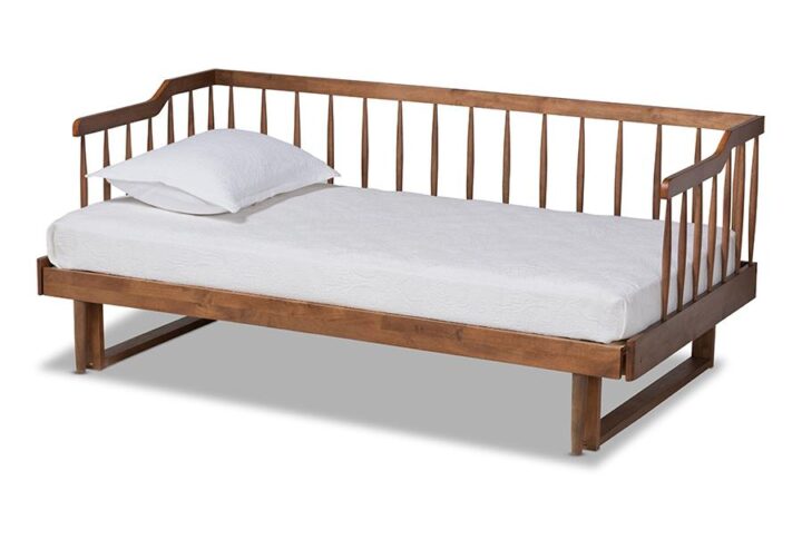 Walnut Brown Finished Wood Expandable Twin Size to King Size Spindle Daybed From Baxton Studio