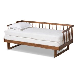 Walnut Brown Finished Wood Expandable Twin Size to King Size Spindle Daybed From Baxton Studio