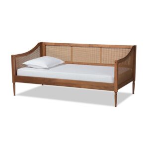 Walnut Brown Finished Wood and Synthetic Rattan Twin Size Daybed From Baxton Studio