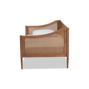 Walnut Brown Finished Wood and Synthetic Rattan Twin Size Daybed From Baxton Studio