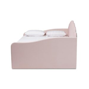 Light Pink Velvet Fabric Upholstered Full Size Daybed From Baxton Studio