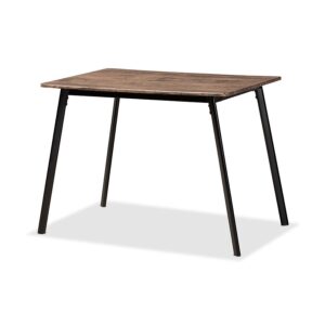 Walnut Brown Finished Wood and Black Metal Dining Table From Baxton Studio