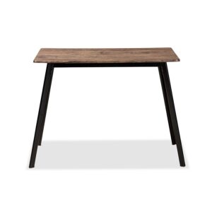 Walnut Brown Finished Wood and Black Metal Dining Table From Baxton Studio