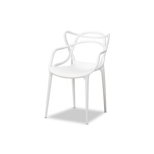 White Finished Polypropylene Plastic 4-Piece Stackable Dining Chair Set From Baxton Studio