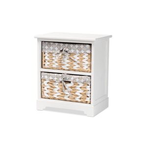 Rianne Modern Transitional White Finished Wood 2-Basket Storage Unit From Baxton Studio