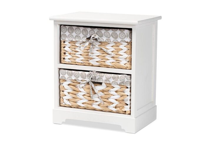 Rianne Modern Transitional White Finished Wood 2-Basket Storage Unit From Baxton Studio