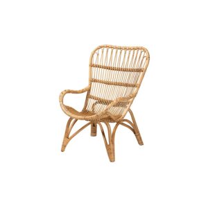 Earvin Modern Bohemian Natural Brown Rattan Armchair From bali & pari