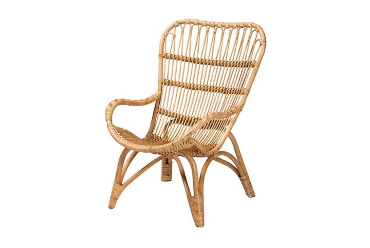 Earvin Modern Bohemian Natural Brown Rattan Armchair From bali & pari