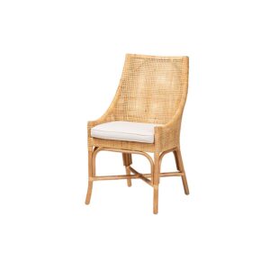 Bella Modern Bohemian Natural Brown Rattan Dining Chair From bali & pari