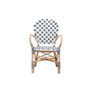 French Blue and White Weaving and Natural Rattan Bistro Chair From bali & pari