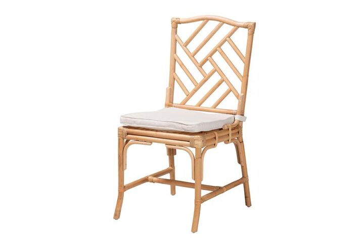 Rio Modern Bohemian Natural Brown Rattan Dining Chair From bali & pari