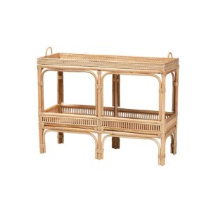 Lombok Modern Bohemian Natural Brown Rattan Console Table From bali & pari