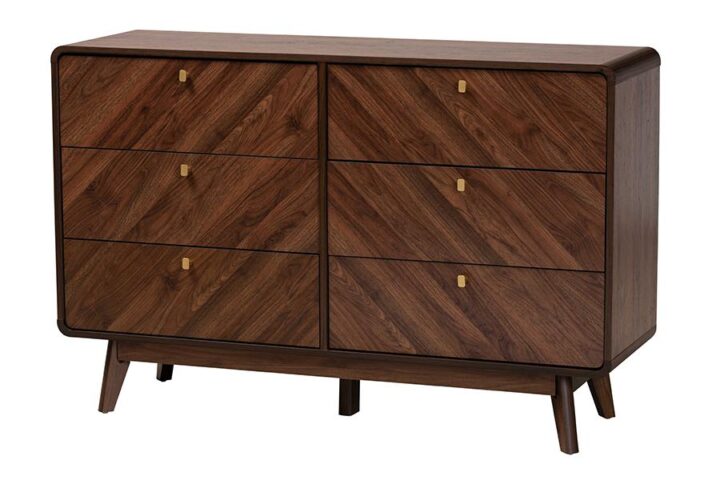 Transitional Walnut Brown Finished Wood 6-Drawer Dresser From Baxton Studio