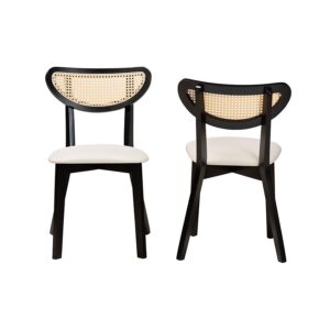 Dannell Mid-Century Modern Cream Fabric and Black Finished Wood Dining Chair From Baxton Studio