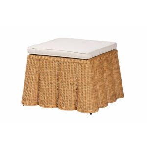 Palm Bohemian Honey Scallop Rattan Ottoman From bali & pari