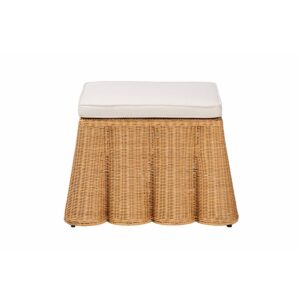 Palm Bohemian Honey Scallop Rattan Ottoman From bali & pari