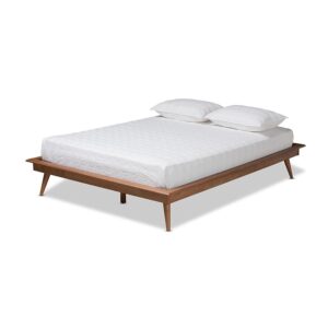 Walnut Brown Finished Wood Queen Size Platform Bed Frame From Baxton Studio