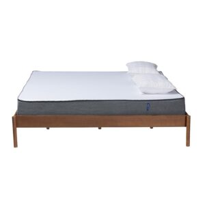 Agatis Mid-Century Modern Ash Walnut Finished Wood King Size Bed Frame From Baxton Studio