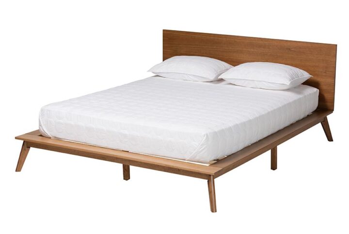 Wheatley Mid-Century Modern Walnut Brown Finished Wood King Size Platform Bed From Baxton Studio