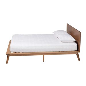 Wheatley Mid-Century Modern Walnut Brown Finished Wood King Size Platform Bed From Baxton Studio