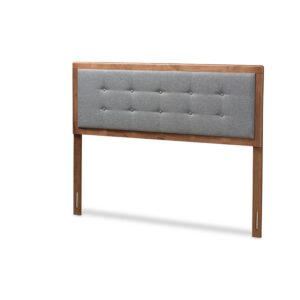 Dark Grey Fabric Upholstered Walnut Brown Finished Wood King Size Headboard From Baxton Studio