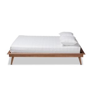 Walnut Brown Finished Wood Queen Size Platform Bed Frame From Baxton Studio