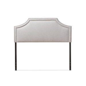 Grayish Beige Fabric Upholstered Queen Size Headboard From Baxton Studio