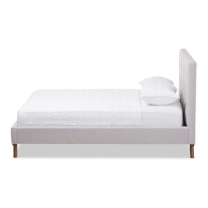 Valencia Mid-Century Modern Greyish Beige Fabric King Size Platform Bed From Baxton Studio