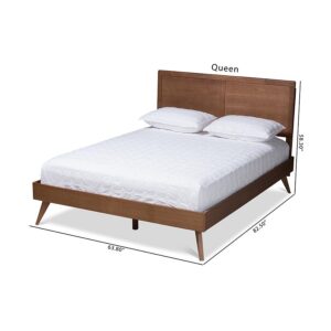 Zenon Mid-Century Modern Walnut Brown Finished Wood King Size Platform Bed From Baxton Studio