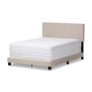 Beige Fabric Upholstered Grid-tufting King Size Bed From Baxton Studio