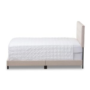 Beige Fabric Upholstered Grid-tufting King Size Bed From Baxton Studio