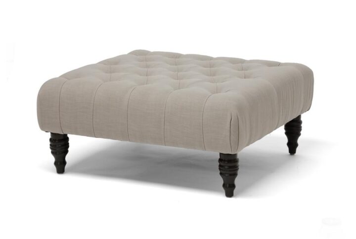 Baxton Studio Keswick Beige Linen Modern Tufted Ottoman From Baxton Studio