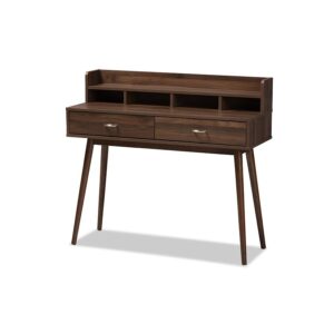 Baxton Studio Disa Mid-Century Modern Walnut Brown Finished 2-Drawer Desk From Baxton Studio