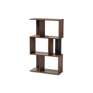 Legende Modern and Contemporary Brown and Dark Grey Finished Display Bookcase From Baxton Studio