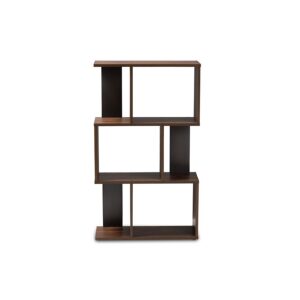 Legende Modern and Contemporary Brown and Dark Grey Finished Display Bookcase From Baxton Studio