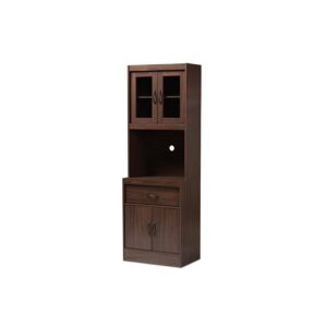 Laurana Modern and Contemporary Dark Walnut Finished Kitchen Cabinet and Hutch From Baxton Studio