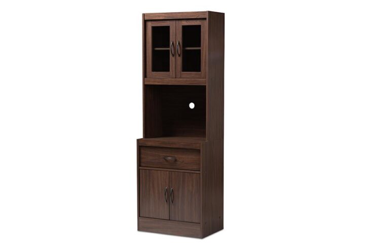 Laurana Modern and Contemporary Dark Walnut Finished Kitchen Cabinet and Hutch From Baxton Studio